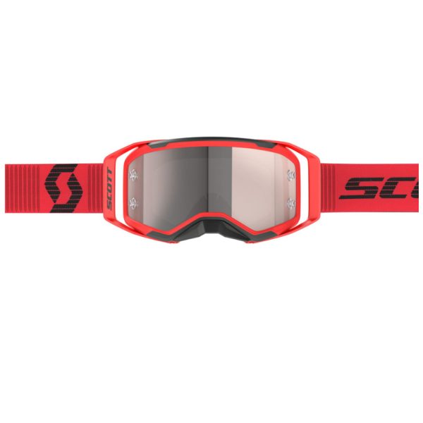 2025 Scott Prospect Motocros Goggles - Red Black / Silver Chrome Works Mirror Lens