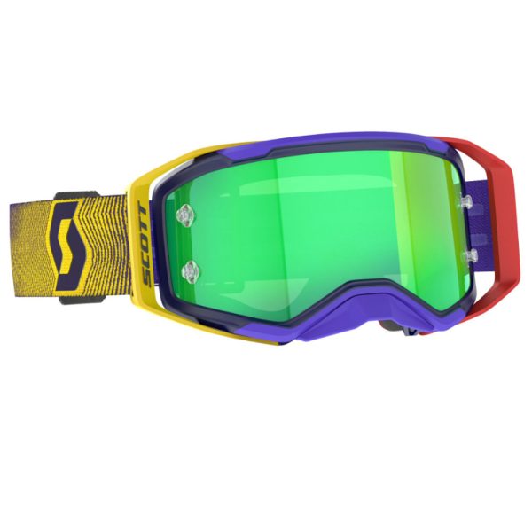 2025 Scott Prospect Motocros Goggles - Red Yellow / Green Chrome Works Mirror Lens